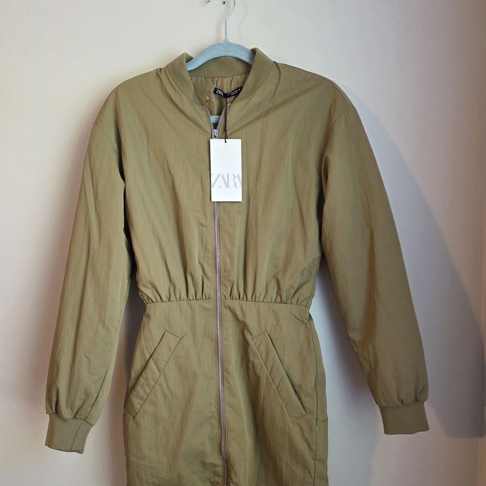 Zara Olive Green Zip-Up Jacket